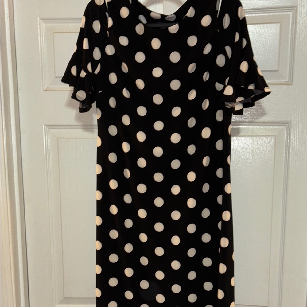 Polka Dot Midi Dress - Black and White